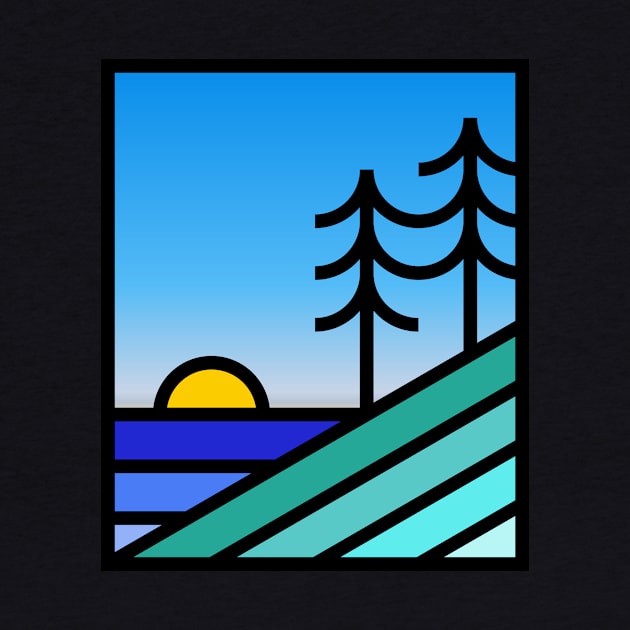 Nature inspiration: Landscape badge with sunset and trees (retro design) by AtlasMirabilis